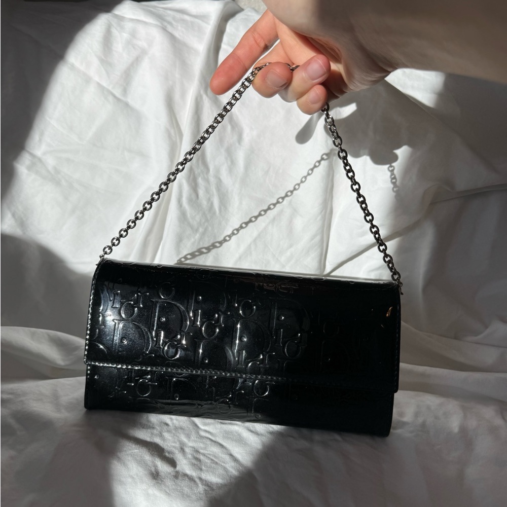 SUPER RARE - Dior Black Patent Leather Logo Ultimate Continental Wallet - Picture 5 of 15